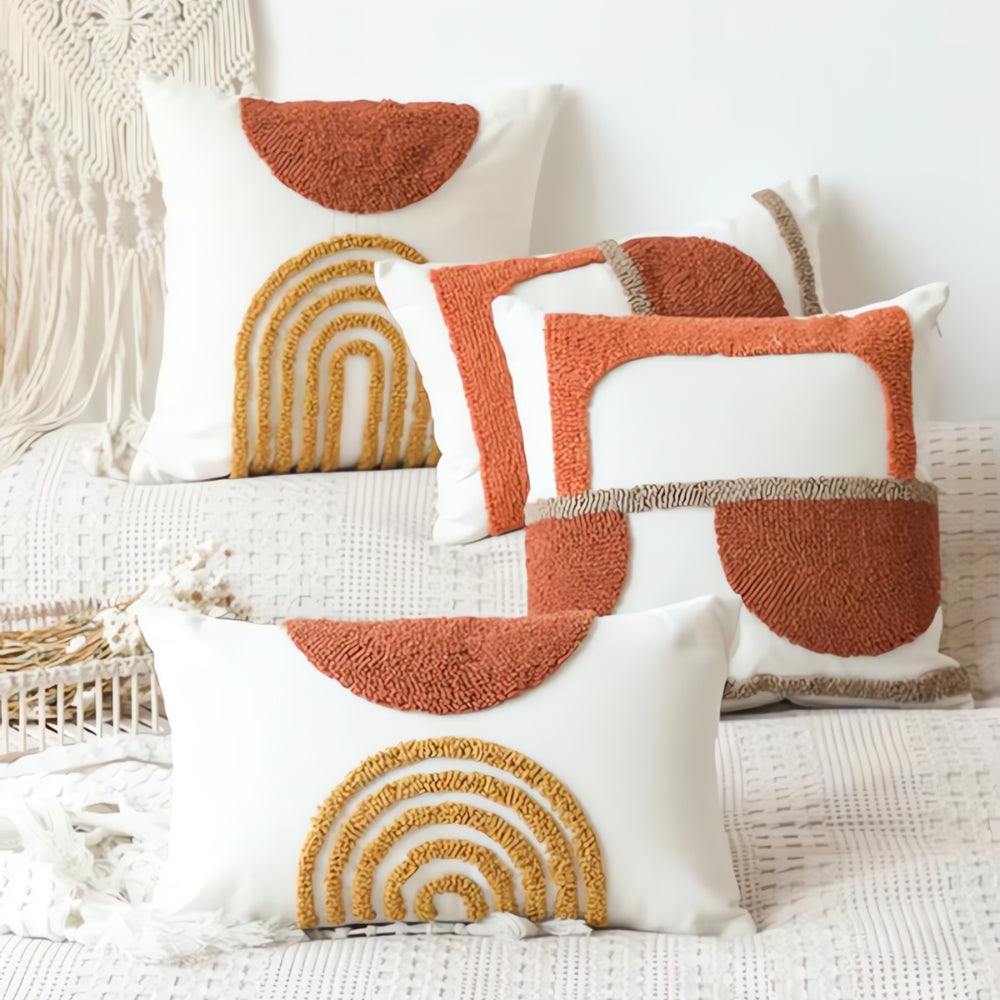 Housse de coussin brodée géométrique Eden – Autumn Rose