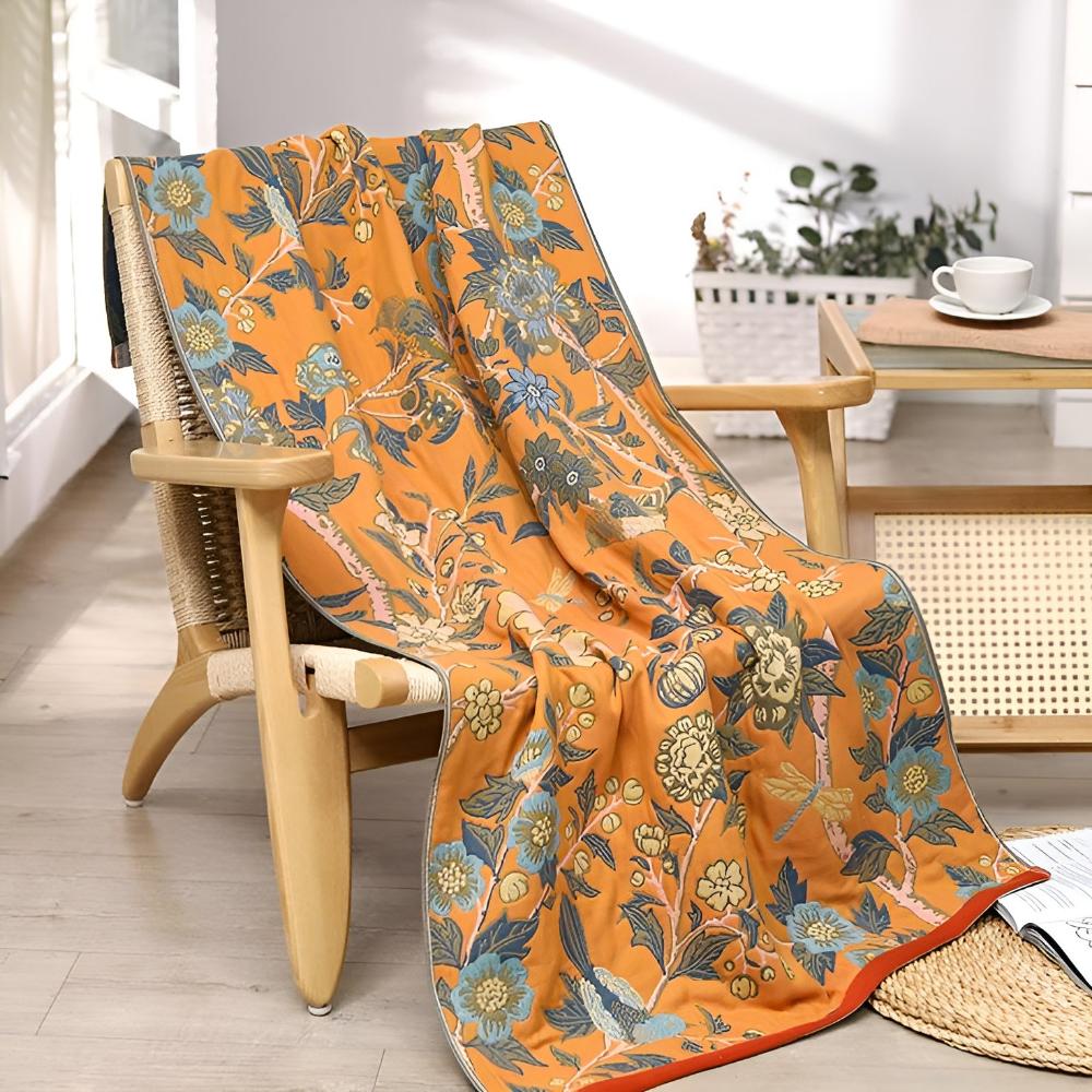 Serviette de bain réversible hibiscus – Orange