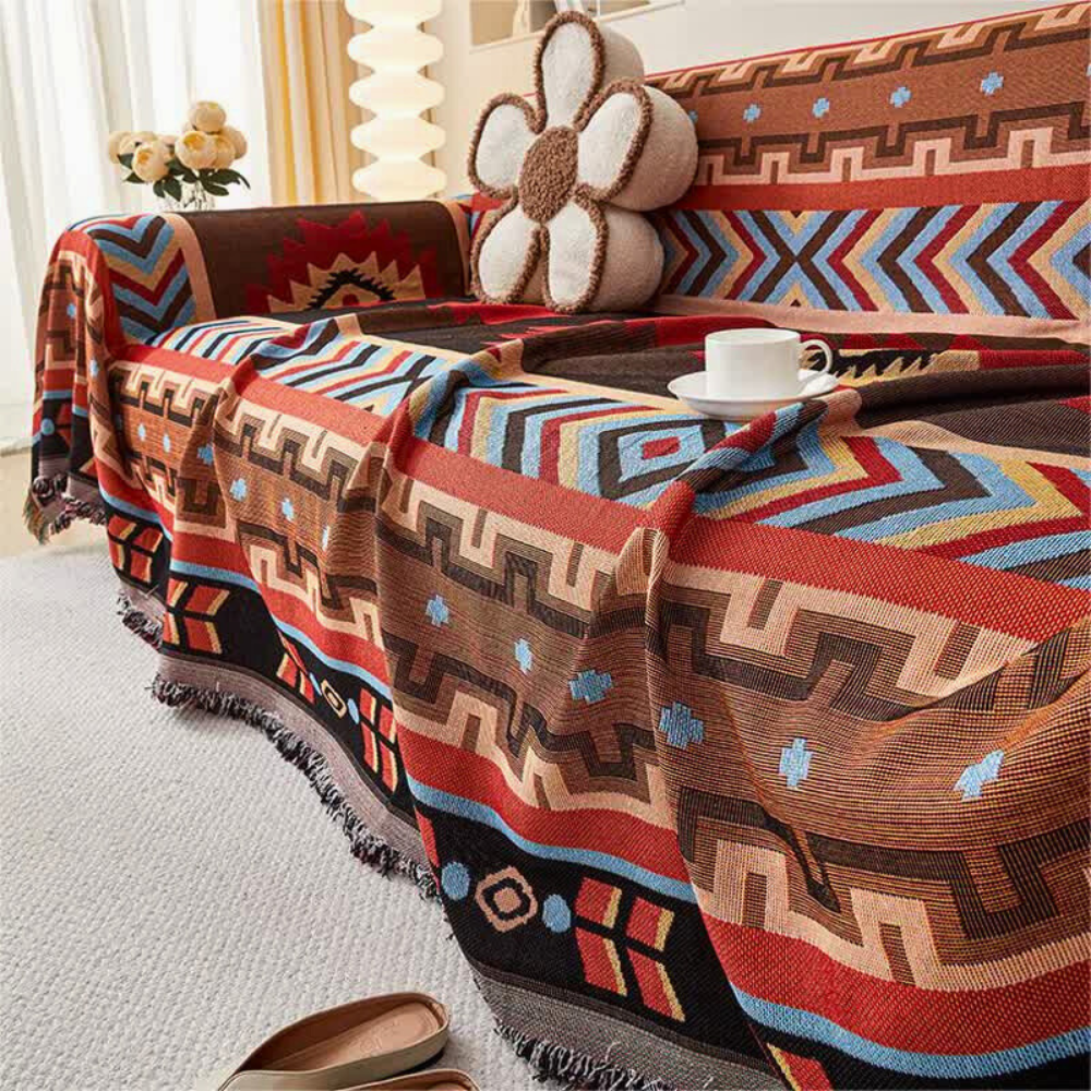 Housse de canapé boho géométrique
