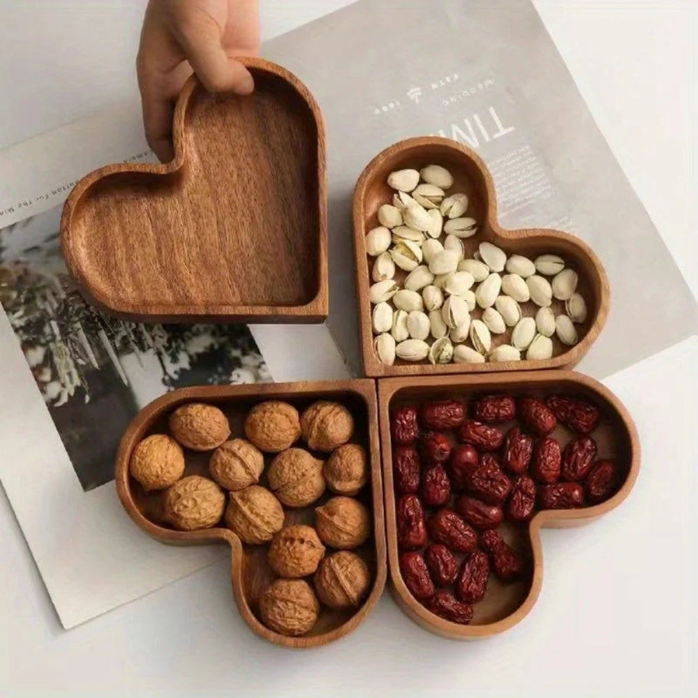 Collection de plateaux à snacks cœur rustique | 4 pièces