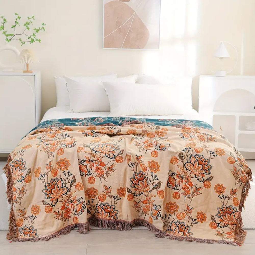 Plaid en coton boho rustique