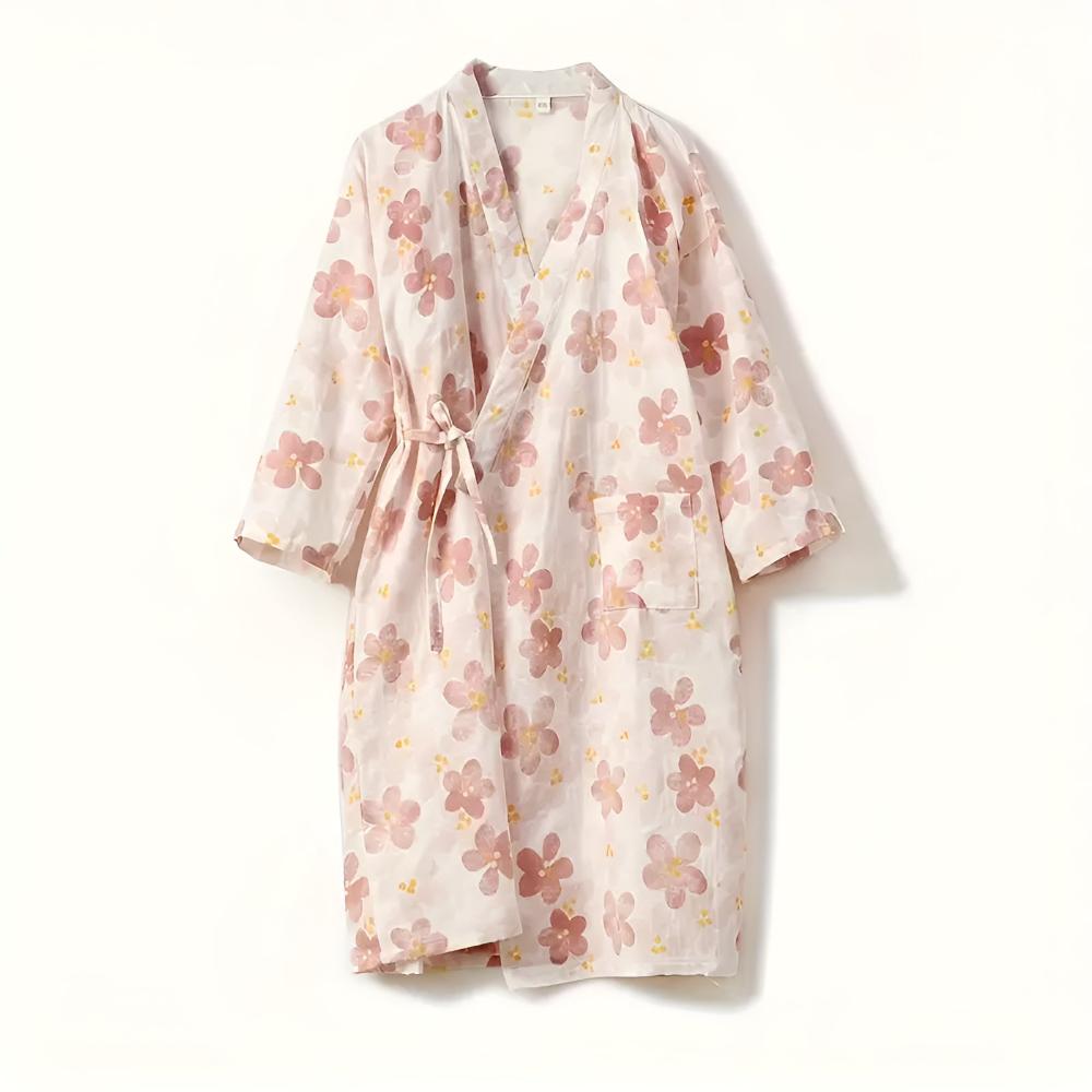 Peignoir en coton à fleurs pour femme