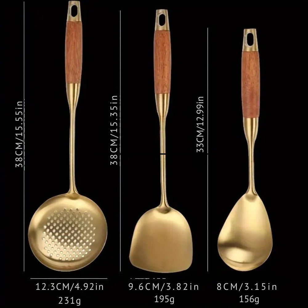 Ustensiles de cuisine dorés | Lot de 6