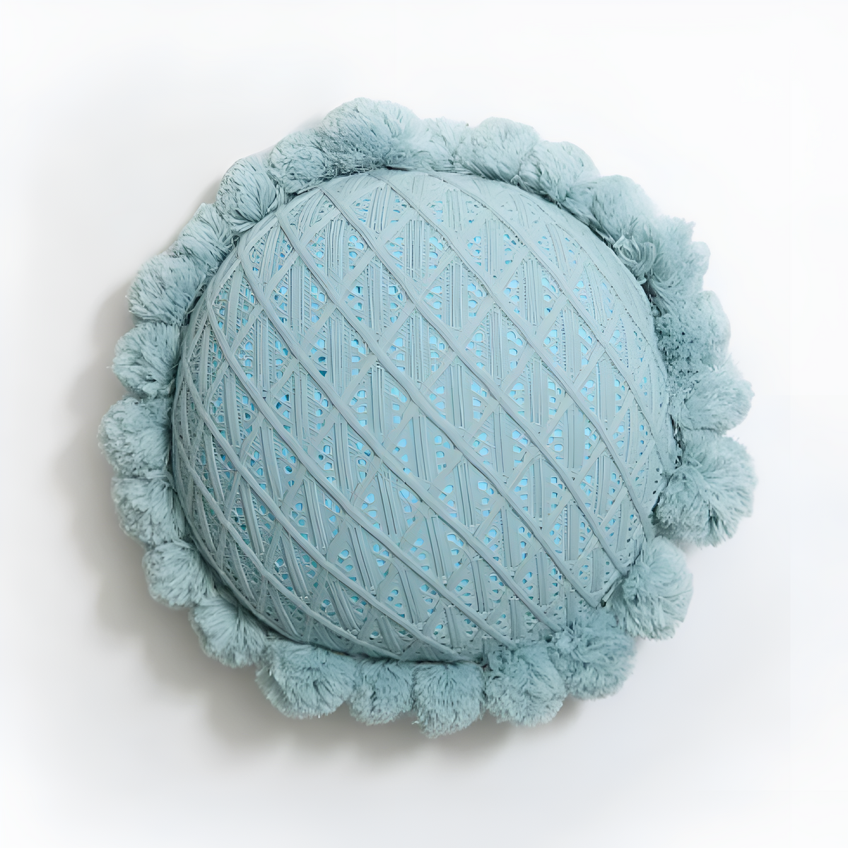 Coussin tournesol à pompons