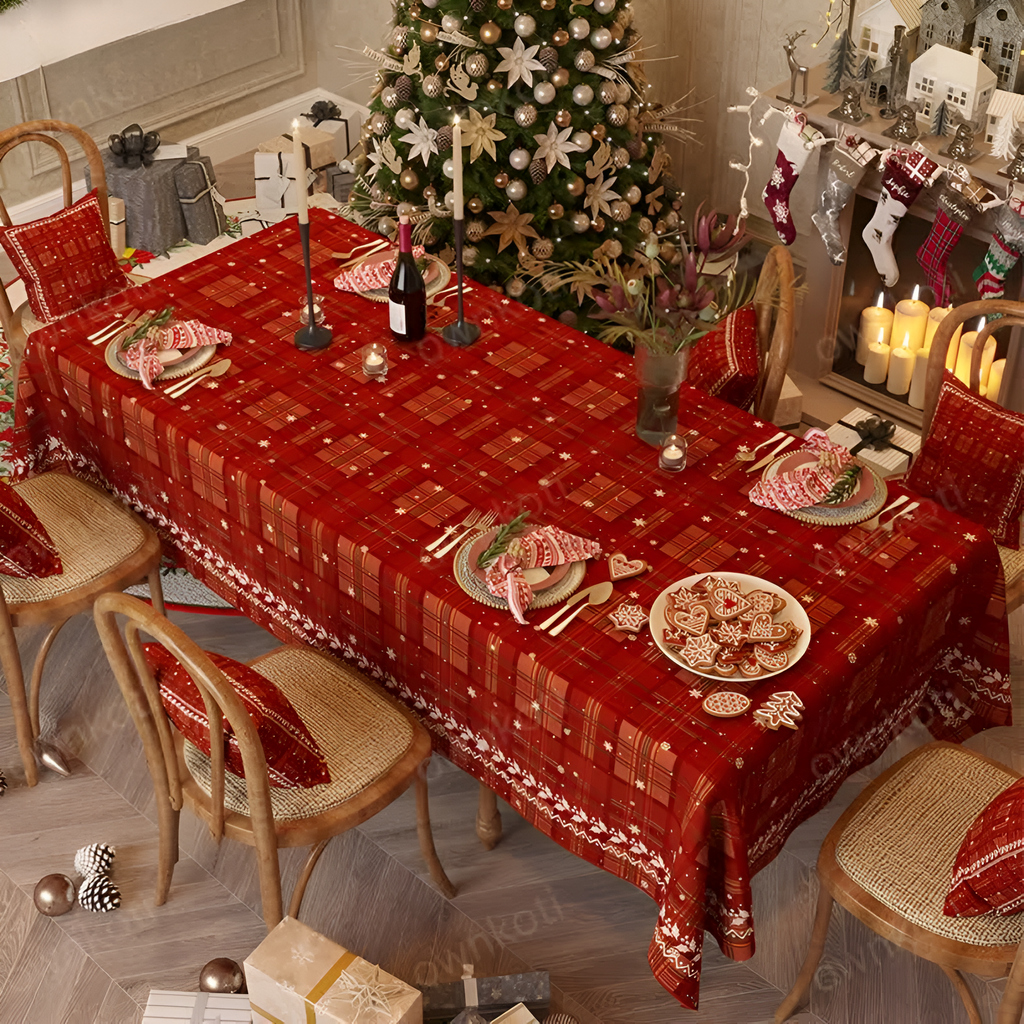 Nappe de Noël en chenille rouge – Rouge