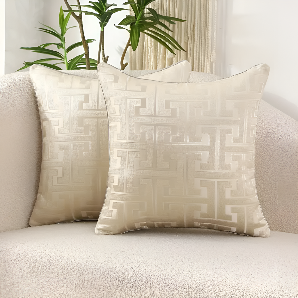 Housse de coussin jacquard géométrique