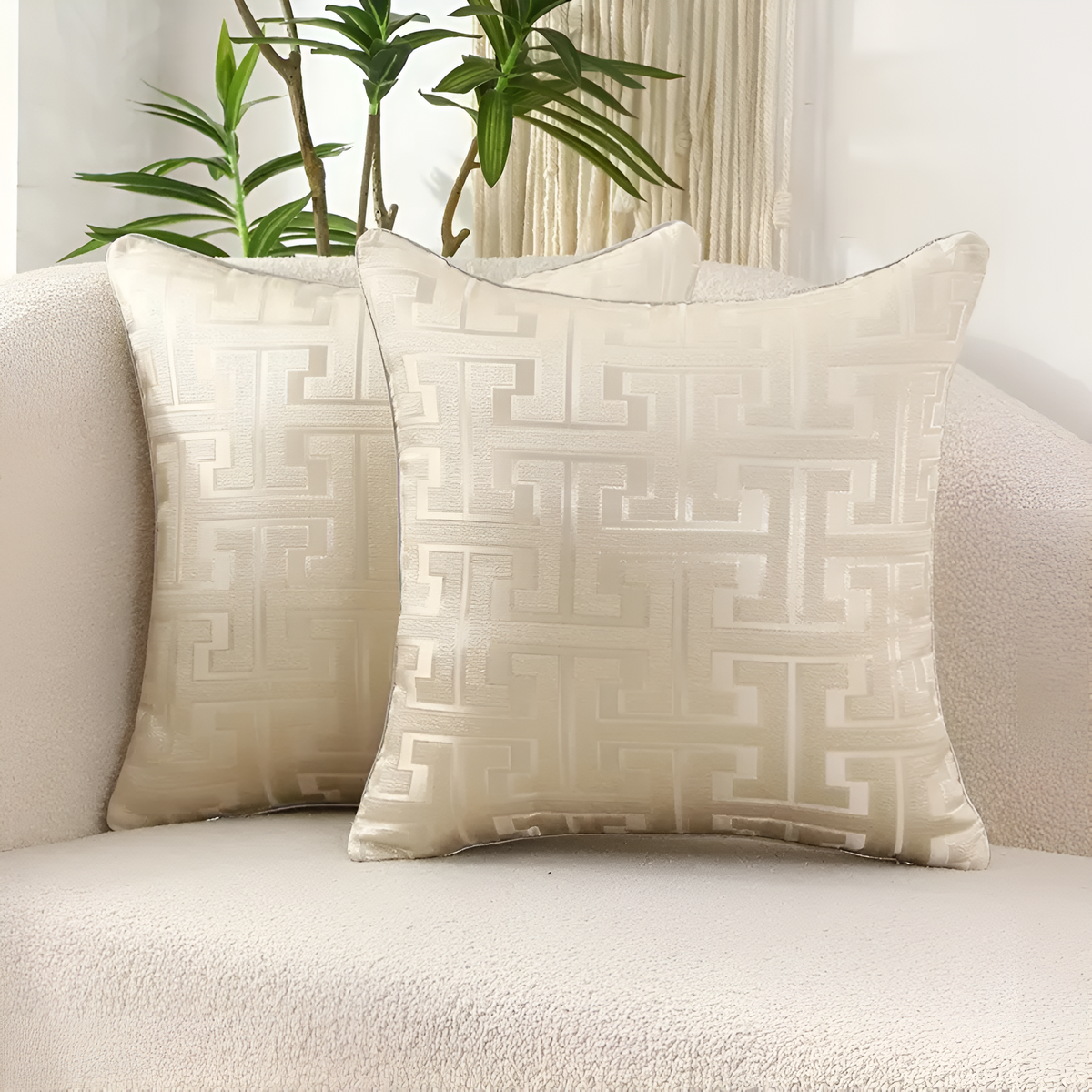 Housse de coussin jacquard géométrique