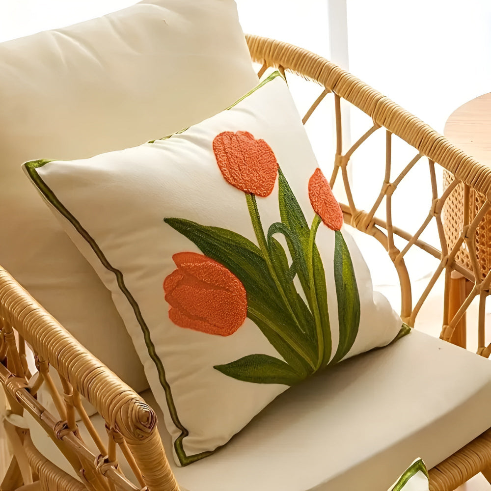 Housse de coussin tulipes en fleur