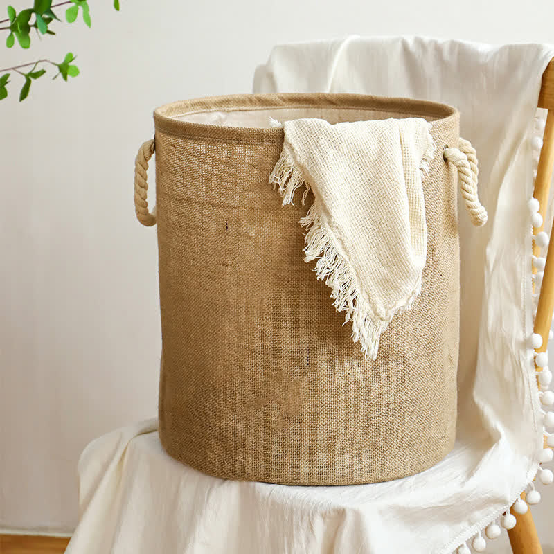 Panier à linge pliable imperméable en coton et lin