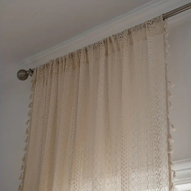 Rideau au crochet bohème chic