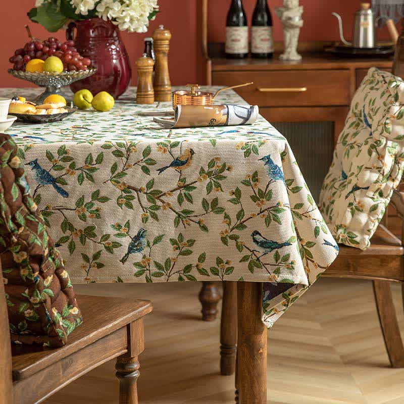 Nappe Lavish Heritage fleurs et oiseaux – Claret & Vert