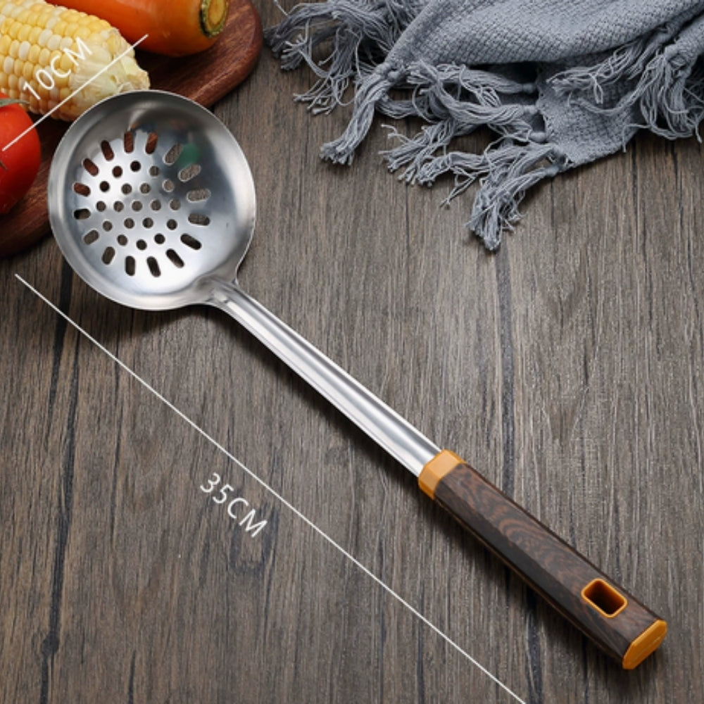 Ustensiles en inox effet bois | Lot de 6