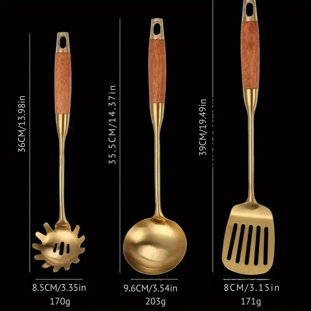 Ustensiles de cuisine dorés | Lot de 6