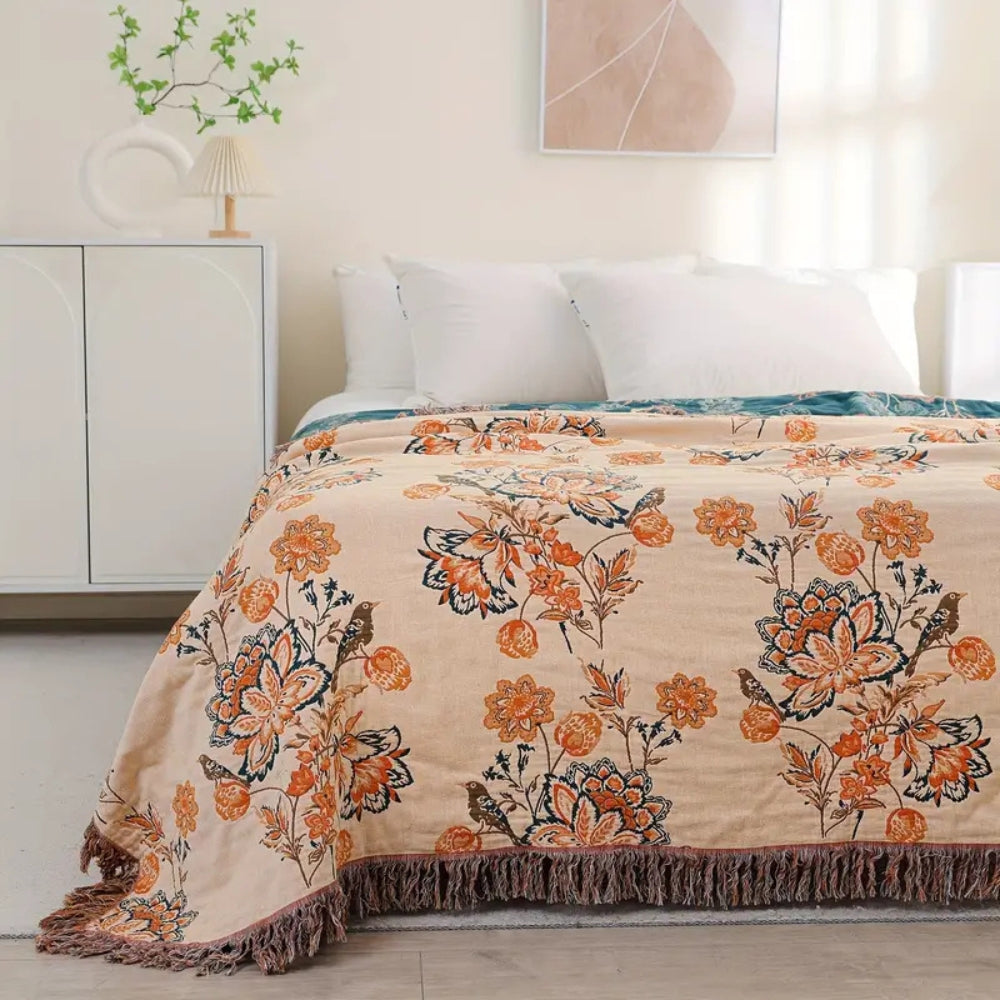 Plaid en coton boho rustique