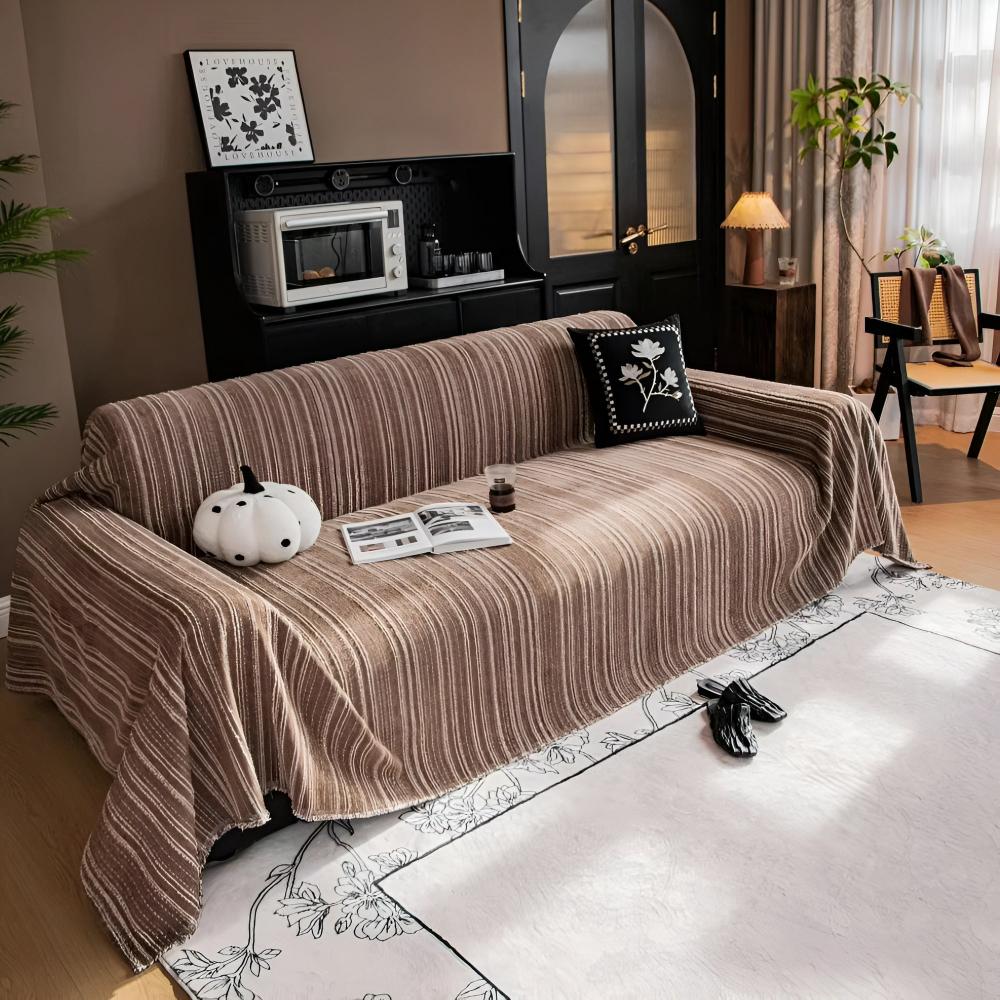 Housse de canapé en chenille à rayures