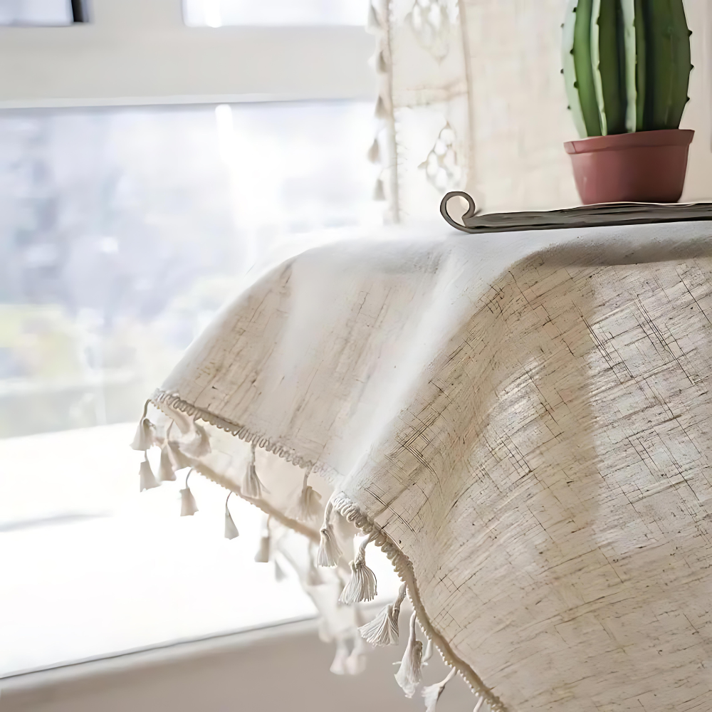 Rideau géométrique en lin campagne chic