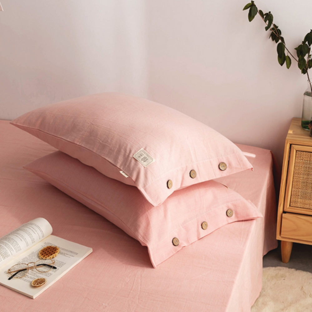 Taies d'oreiller en coton | Lot de 2 – Rose