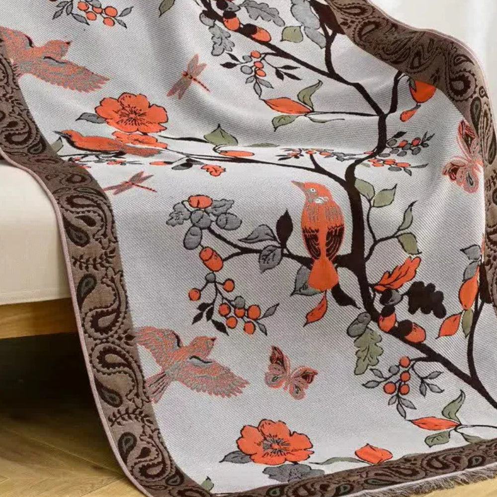 Serviette en coton oiseaux campagne