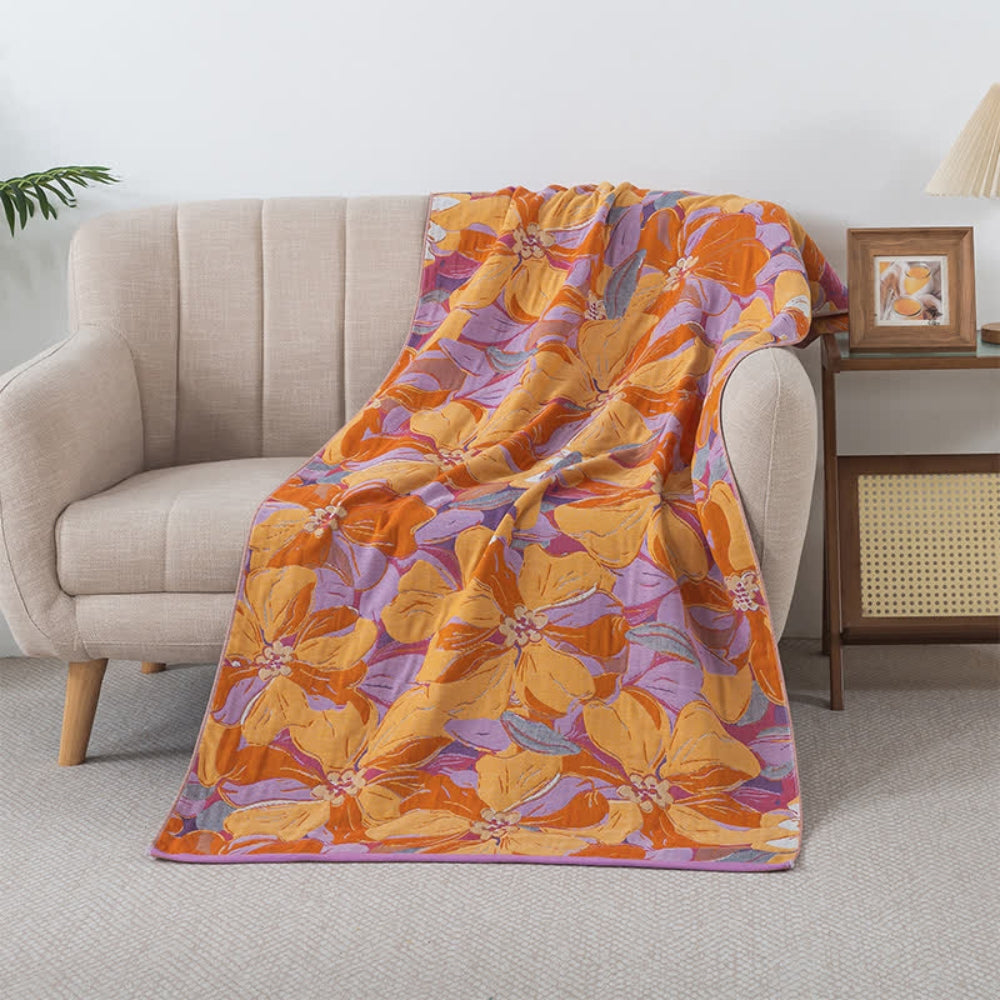 Serviette de bain en gaze de coton Sunset Bloom – 35"x63"