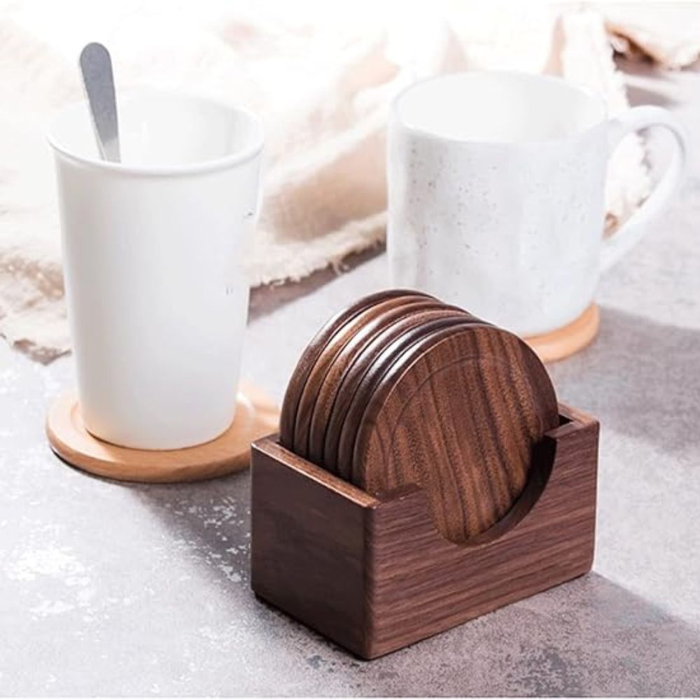 Sous-verres en bois style japonais | Lot de 6