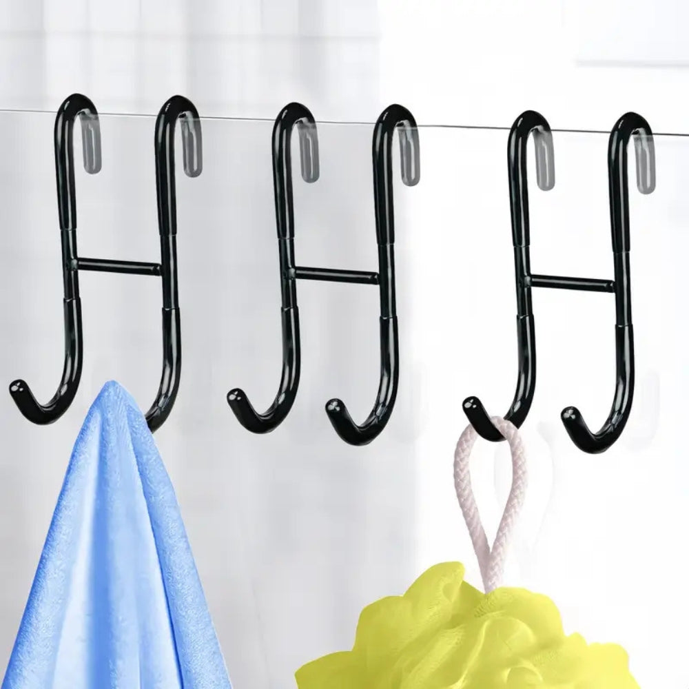 Crochet de salle de bain en S sans perçage – Noir