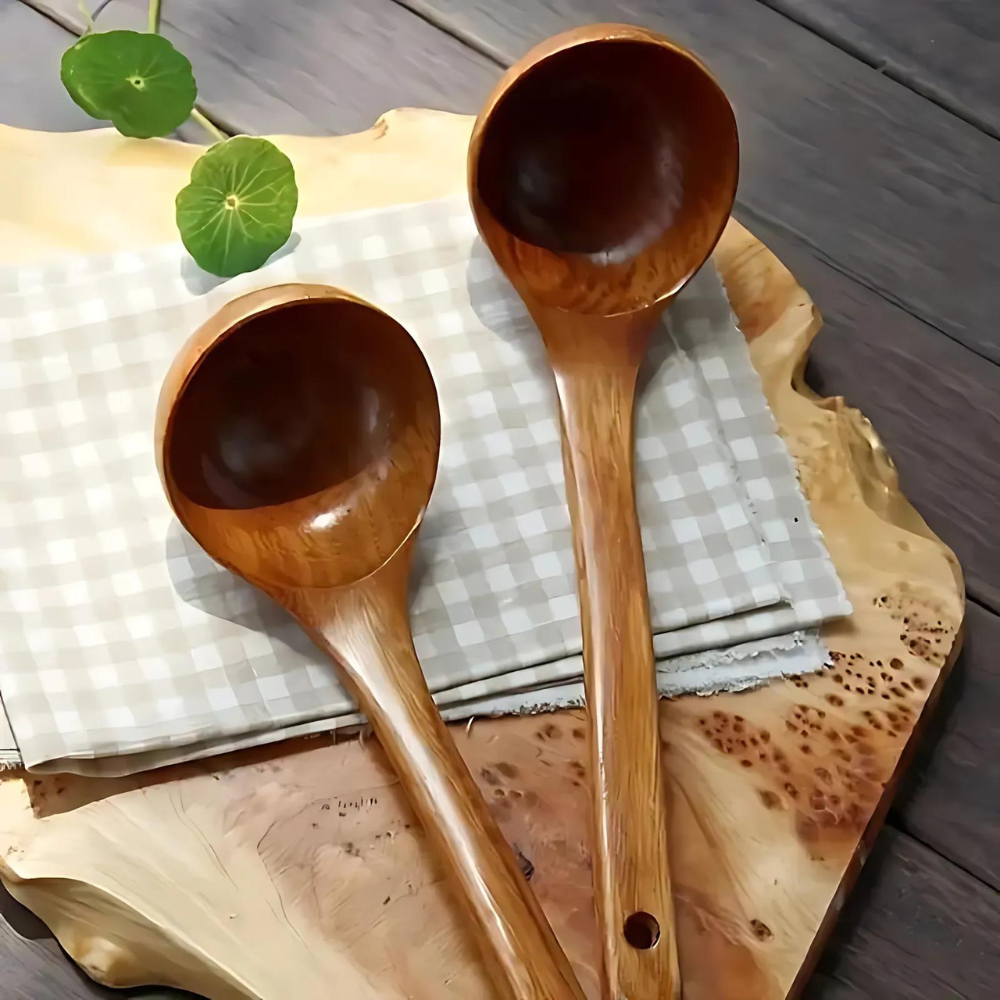 Cuillère à soupe en bois naturel – 1 pièce – 9.65"