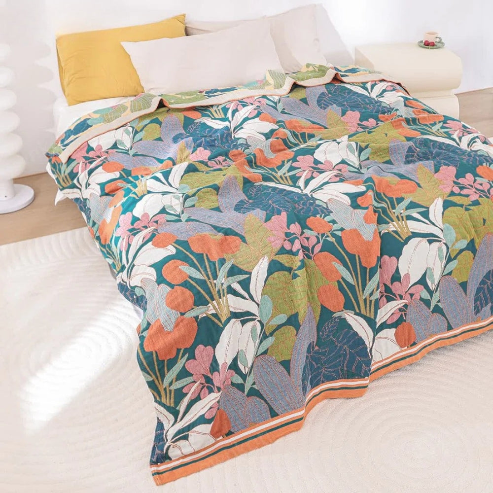 Plaid en gaze de coton inspiration jardin