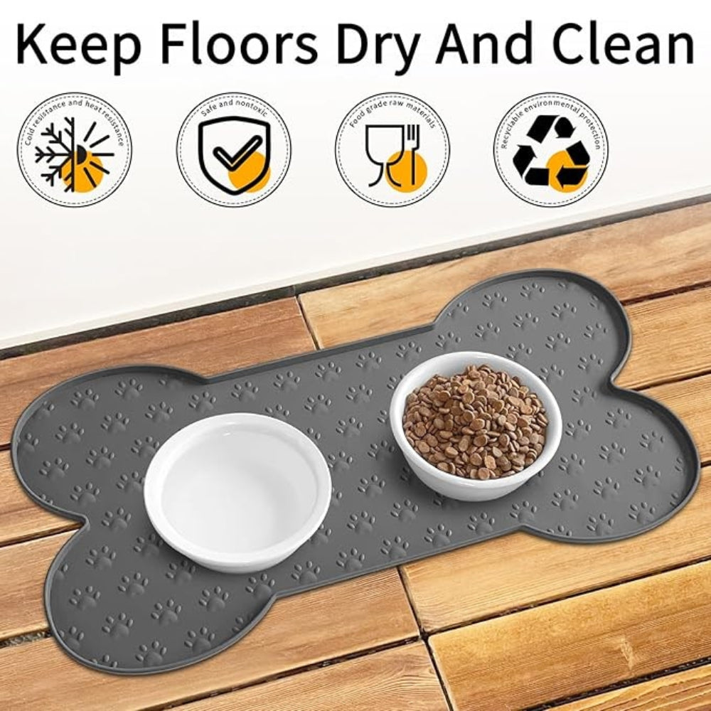 Tapis de gamelle en silicone en forme d'os