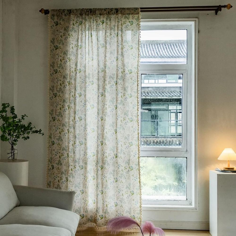 Rideaux voile fleurs des champs