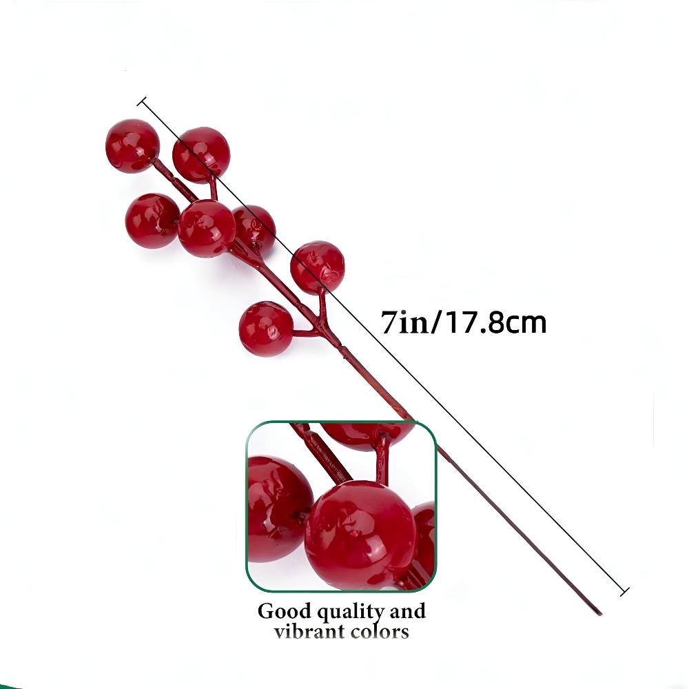 Branches de pin artificielles avec baies rouges