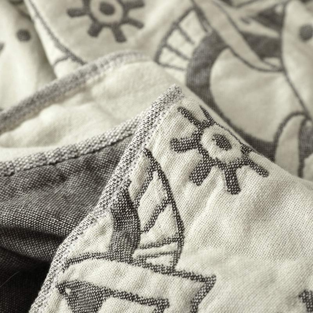 Plaid réversible en coton motif mandala