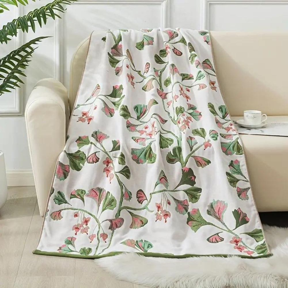 Serviette de bain en coton à fleurs