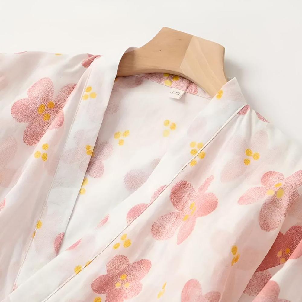 Peignoir en coton à fleurs pour femme