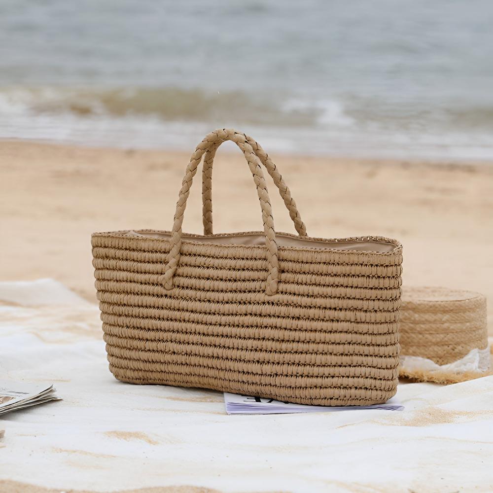 Sac cabas en paille tressée
