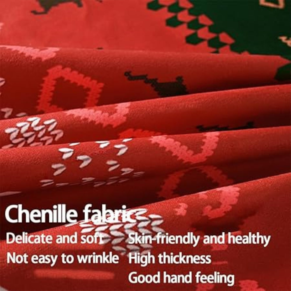 Nappe de Noël en chenille rouge