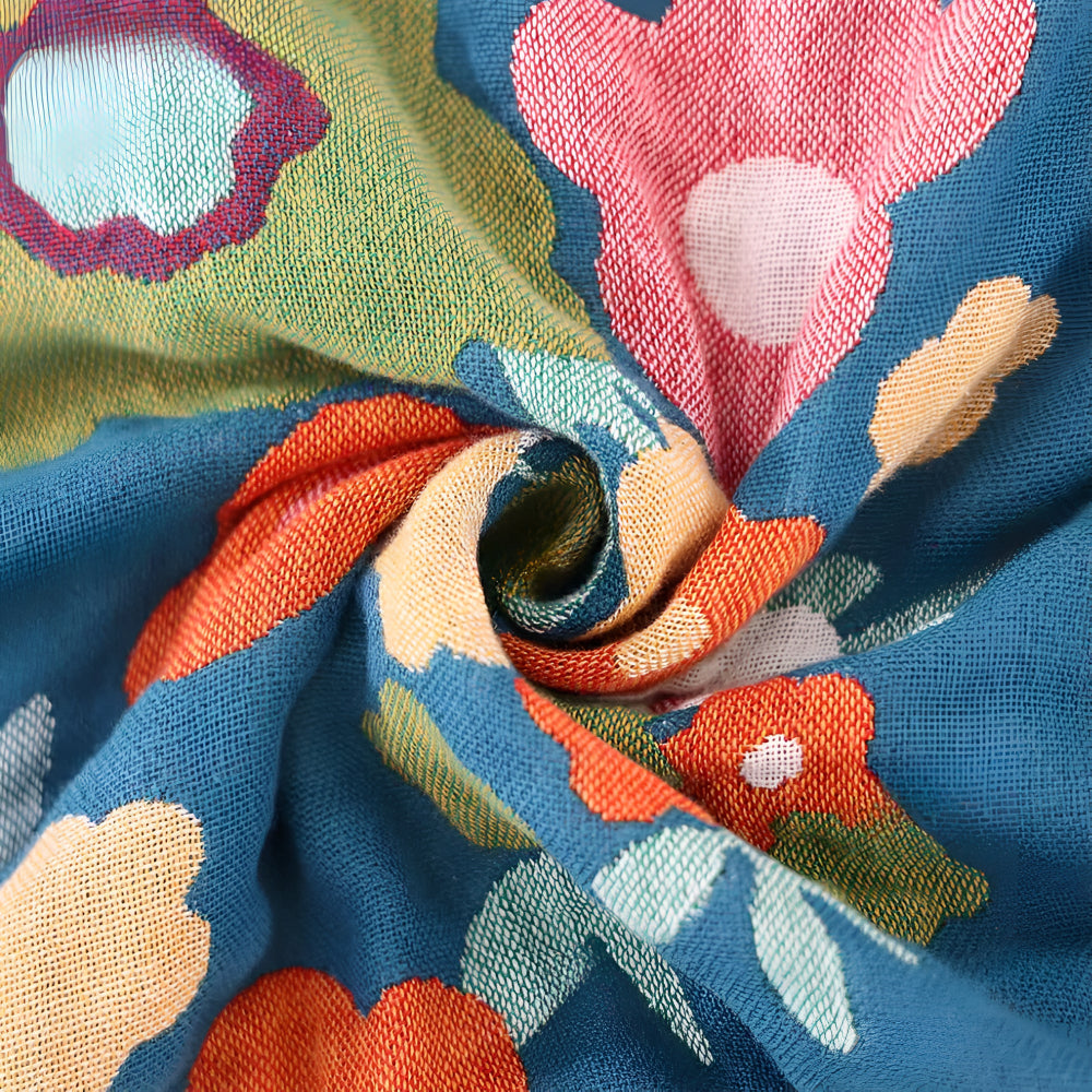 Plaid en coton fleurs des champs
