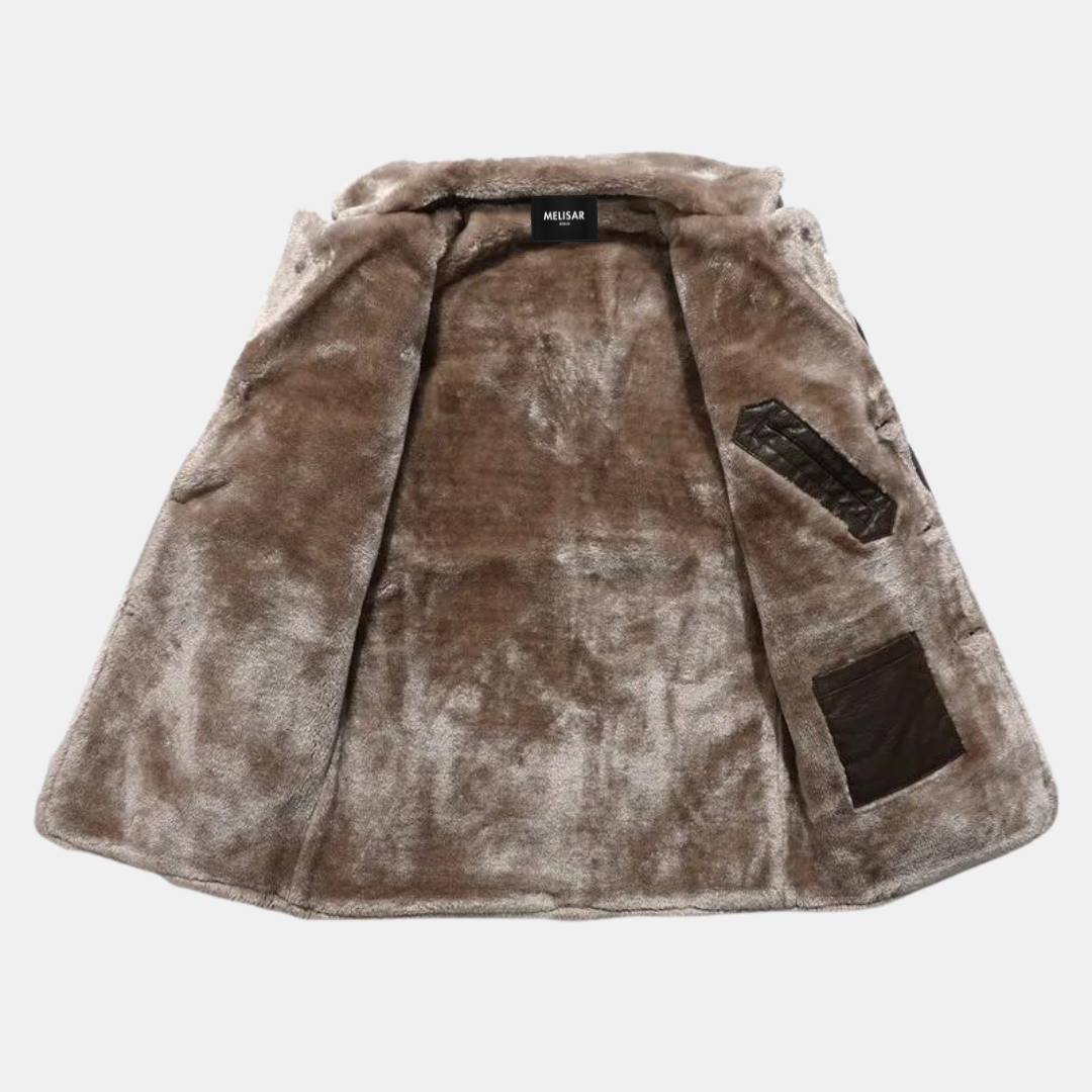 Manteau d'hiver en cuir pour homme