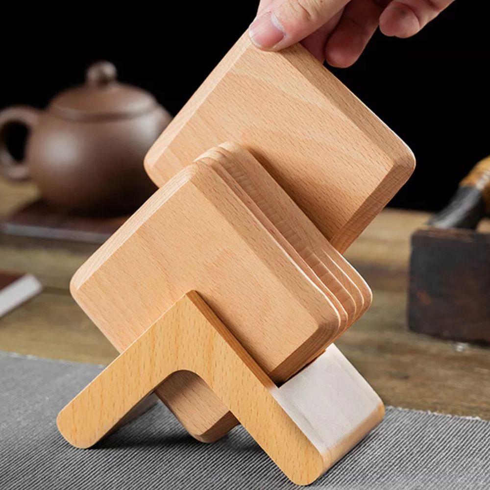 Set de sous-verres empilables en bois | 6 pièces