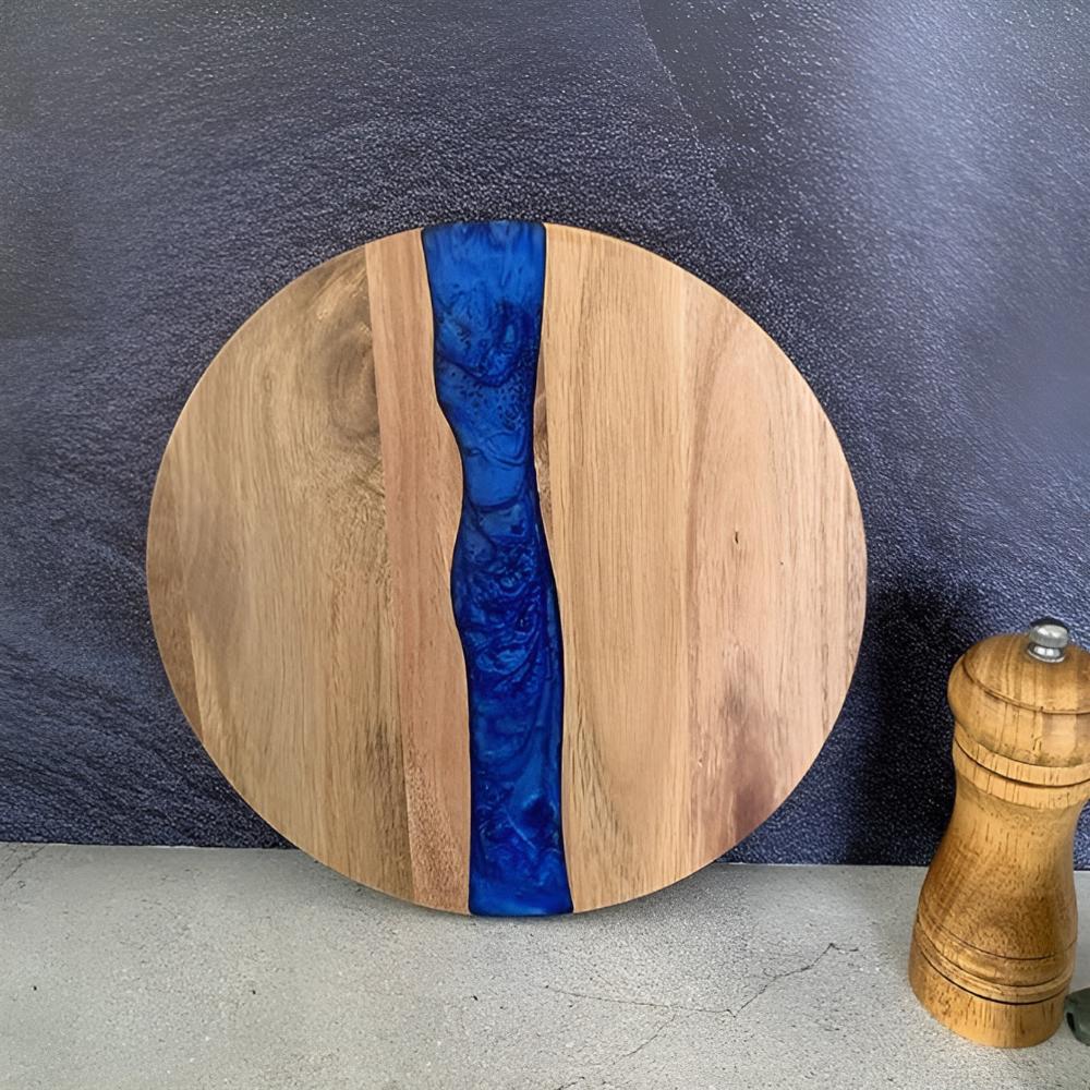 Planche à découper ronde en bois et résine