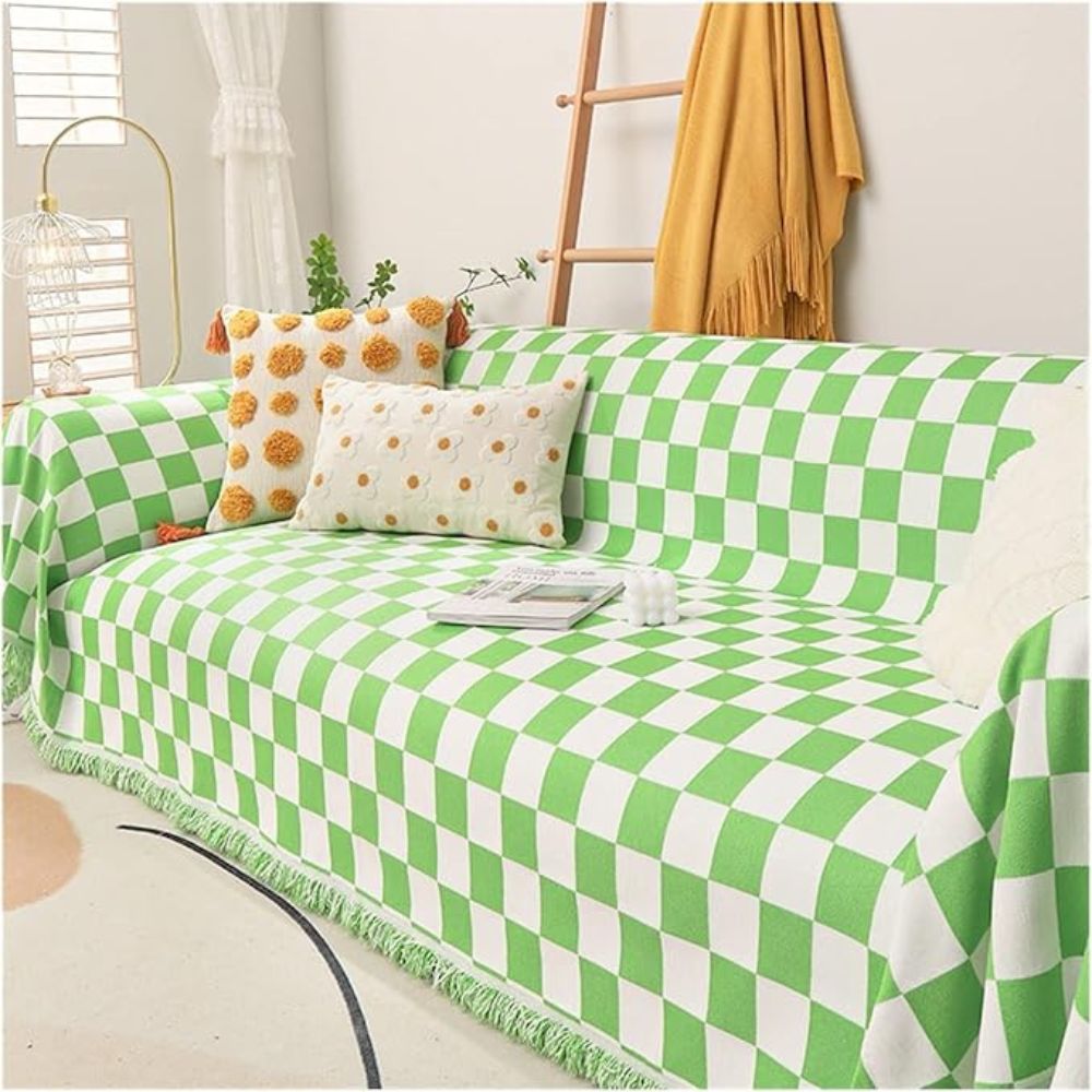 Housse de canapé damier anti-griffures