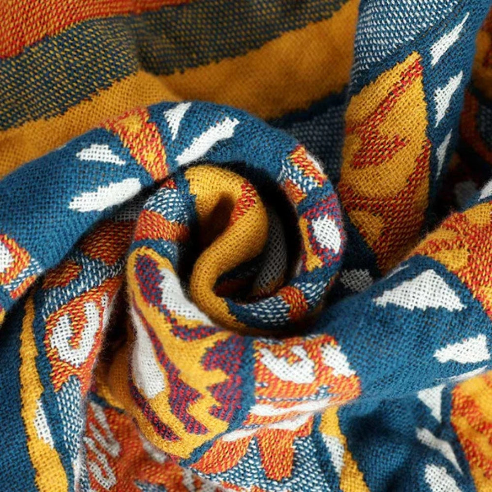 Plaid réversible en coton lotus doré