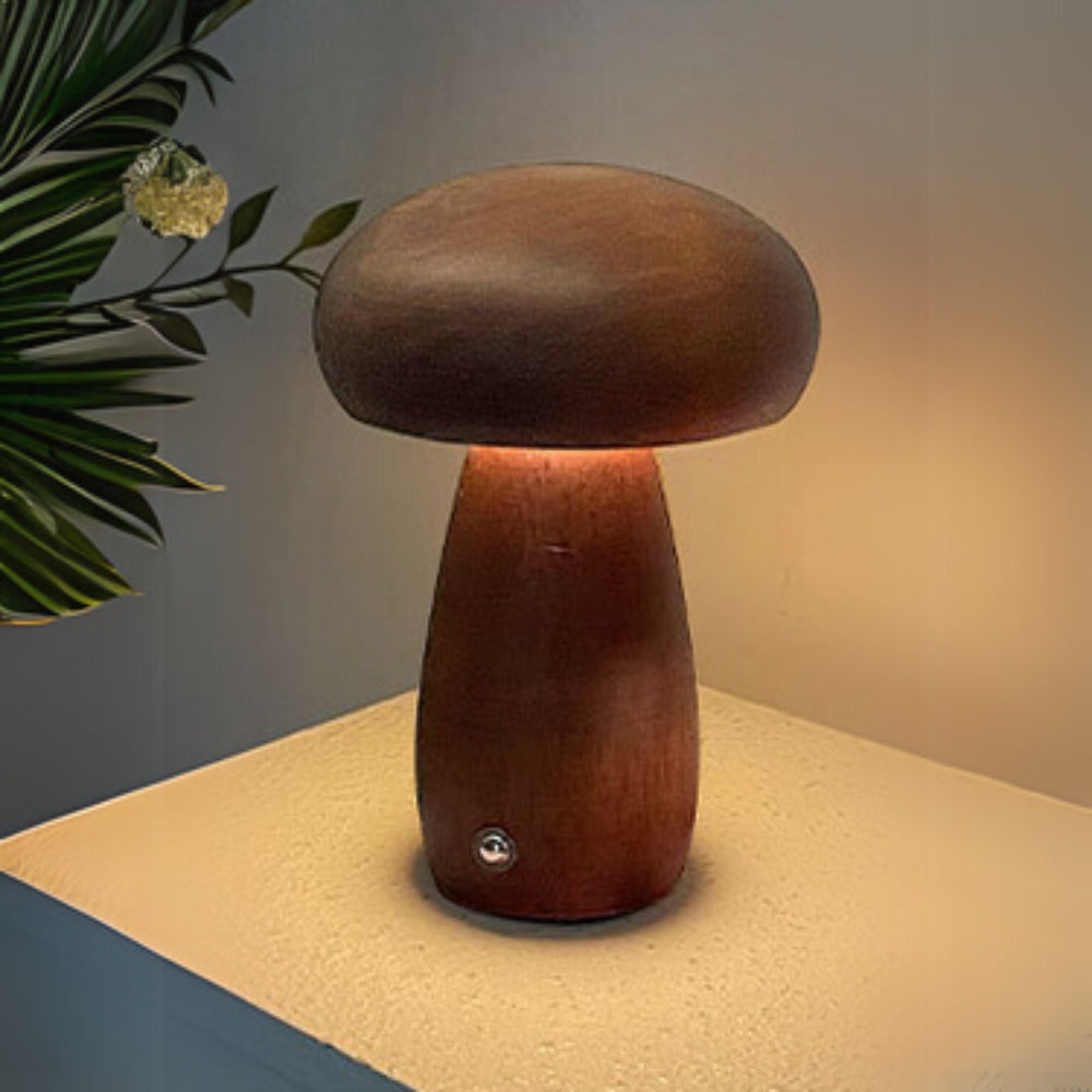 Lampe champignon en bois