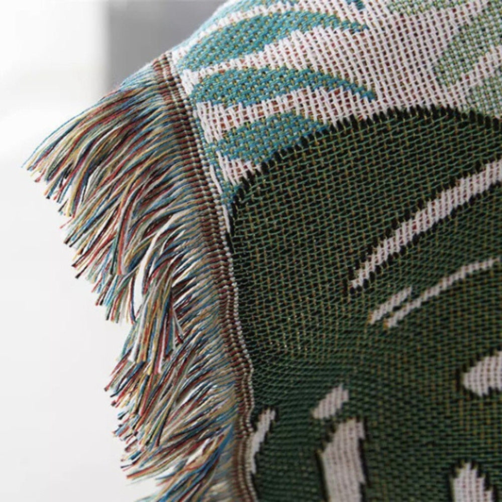 Housse de canapé à pompons feuilles de palmier