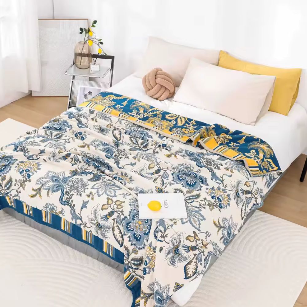 Plaid en coton Retro Botanica