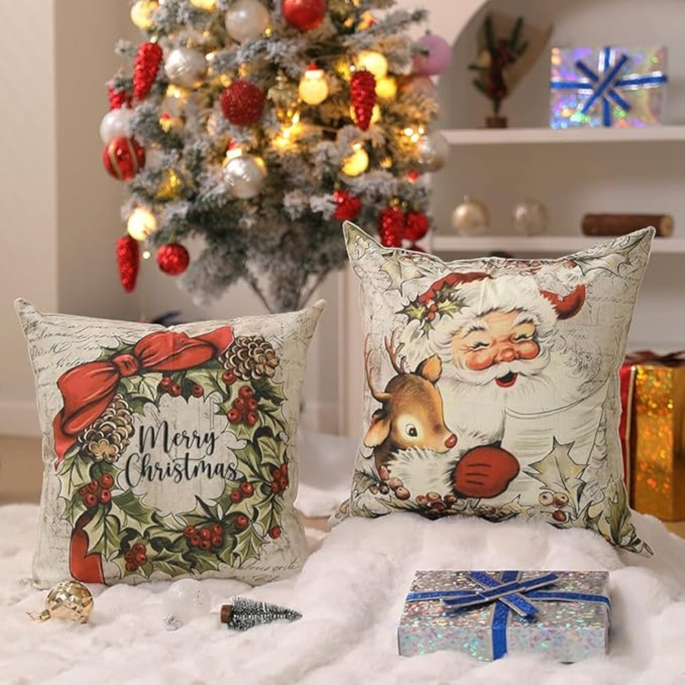 Housse de coussin Père Noël campagne