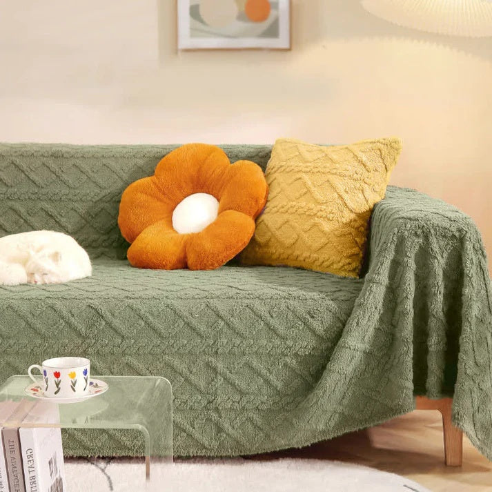Housse de canapé sherpa douillette – Vert