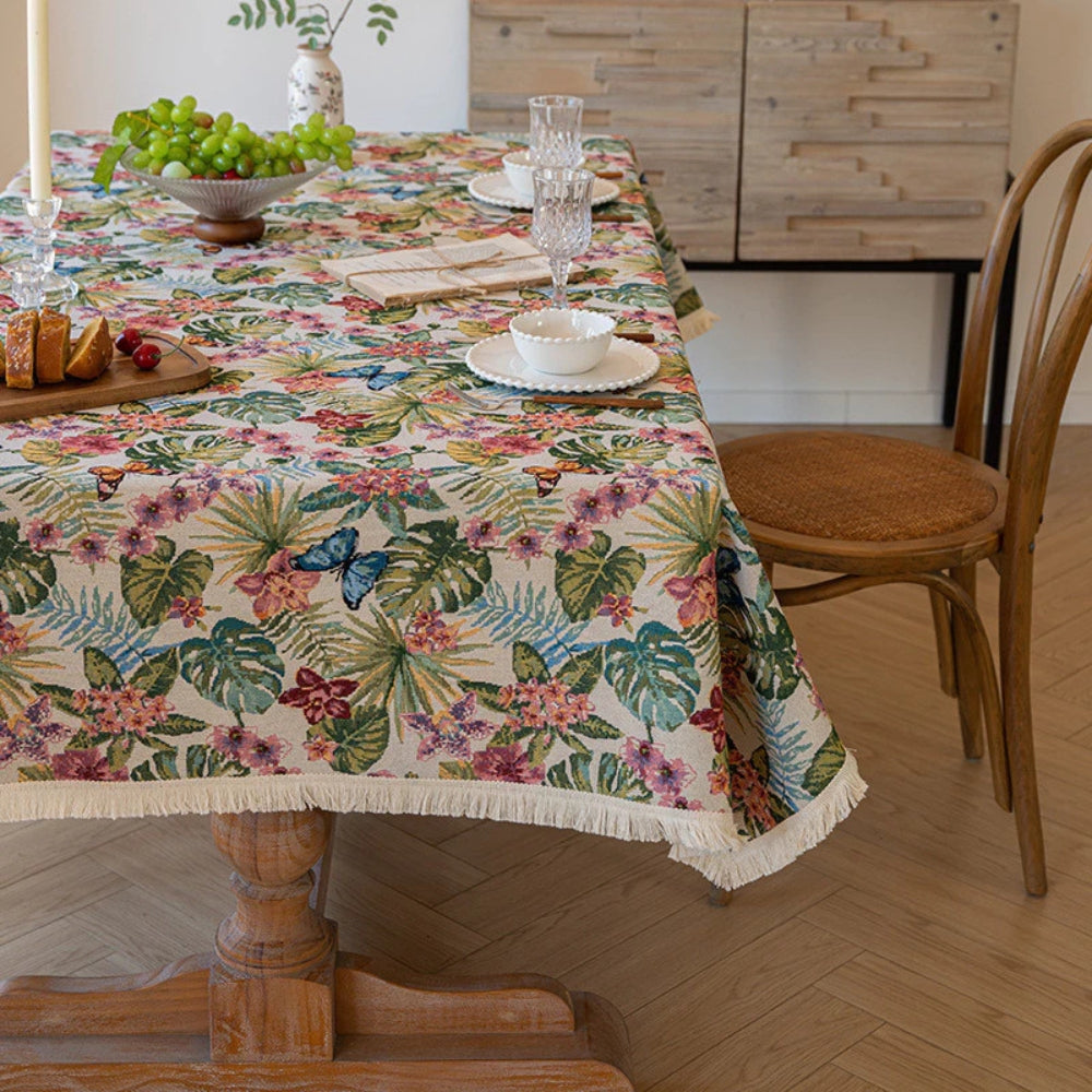 Nappe en lin fleurs ornementales – 55"x55"