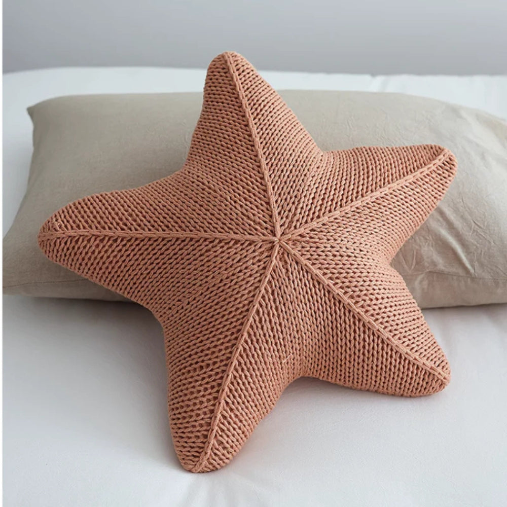Coussin étoile de mer tricoté main