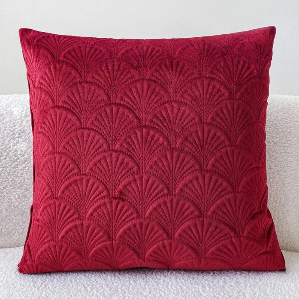 Housse de coussin en velours coquillage