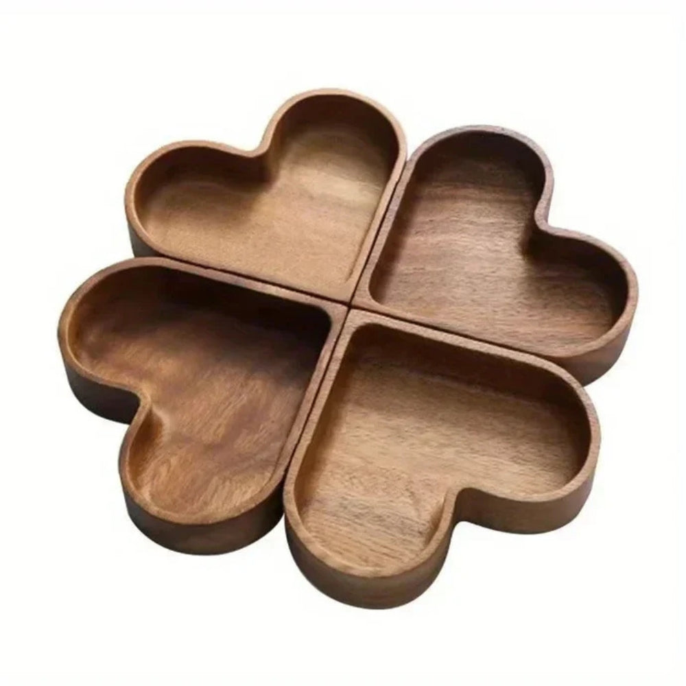 Collection de plateaux à snacks cœur rustique | 4 pièces